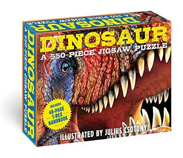 portada Dinosaurs: 550-Piece Jigsaw Puzzle & Book: A 550-Piece Family Jigsaw Puzzle Featuring the T-Rex Handbook! (Discovering) (en Inglés)