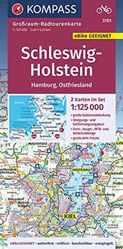 portada Kompass Großraum-Radtourenkarte 3701 Schleswig-Holstein, Hamburg, Ostfriesland 1: 125. 000 (en Alemán)