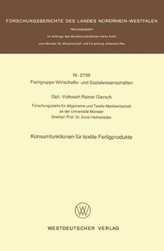 portada Konsumfunktionen für textile Fertigprodukte (Forschungsberichte des Landes Nordrhein-Westfalen) (German Edition)