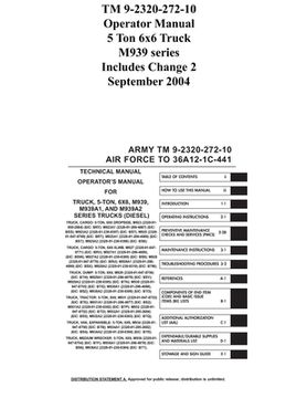 portada TM 9-2320-272-10 Operator Manual 5 Ton 6x6 Truck M939 series Includes Change 2 September 2004 