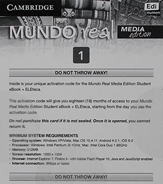 portada Mundo Real Media Edition Level 1 Ebook for Student Plus Eleteca Access Activation Card