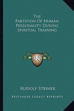 portada the partition of human personality during spiritual training (en Inglés)