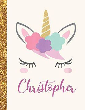 portada Christopher: Christopher Unicorn Personalized Black Paper Sketchbook for Girls and Kids to Drawing and Sketching Doodle Taking Note Marble Size 8. 5 x 11 