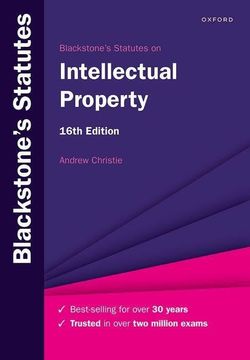 portada Blackstone's Statutes on Intellectual Property (Blackstone's Statute Series) (en Inglés)