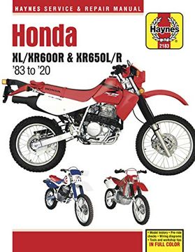 portada Hm Honda xl Xr600R Xr650Lr 1983-20: - Model History - Pre-Ride Checks - Wiring Diagrams - Tools and Workshop Tips (Haynes Service & Repair Manual) (in English)
