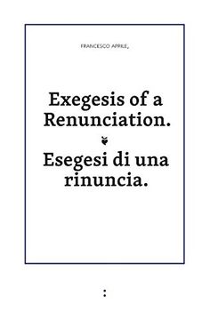 portada Exegesis of a Renunciation