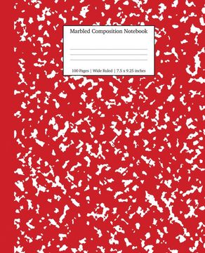 portada Marbled Composition Notebook: Red Marble Wide Ruled Paper Subject Book: 4 (School Essentials) (en Inglés)
