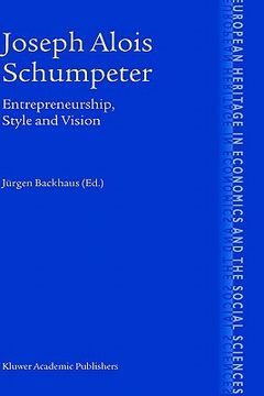 portada joseph alois schumpeter: entrepreneurship, style and vision (en Inglés)