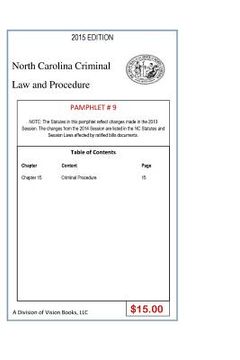 portada North Carolina Criminal Law And Procedure-Pamphlet # 9 (en Inglés)