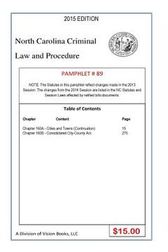 portada North Carolina Criminal Law and Procedure-Pamphlet 89 (en Inglés)