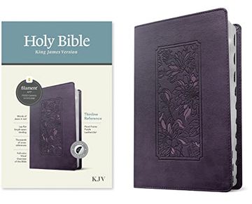 portada Kjv Thinline Reference Bible, Filament Enabled Edition (Red Letter, Leatherlike, Floral Frame Purple, Indexed) (en Inglés)