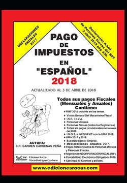 portada Pago de Impuestos en Español 2018: Exclusivo para contribuyentes fiscales en México