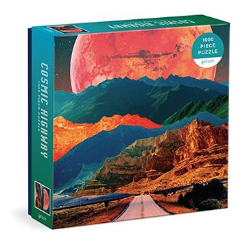 portada Galison Cosmic Highway – 1000 Piece Puzzle fun and Challenging Activity With Bright and Bold Artwork of Surreal Landscapes for Adults and Families