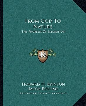 portada from god to nature: the problem of emanation (en Inglés)