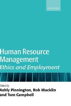 portada human resource management: ethics and employment (en Inglés)