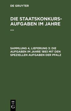 portada Die Aufgaben im Jahre 1893 mit den Speziellen Aufgaben der Pfalz (in German)
