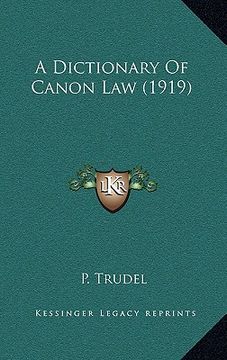 portada a dictionary of canon law (1919) (in English)