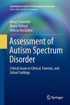 portada Assessment of Autism Spectrum Disorder: Critical Issues in Clinical, Forensic and School Settings (in English)