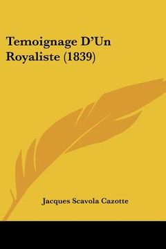 portada temoignage d'un royaliste (1839)