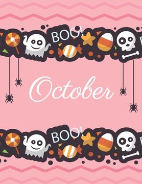 portada October: Boo boo Halloween pink cover and dotted pages, Extra large (8.5 x 11) inches, 110 pages, White paper (in English)