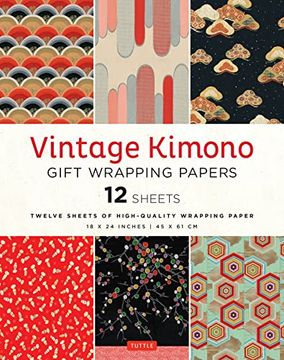 portada Vintage Kimono Gift Wrapping Papers - 12 Sheets: 6 Illustrations From 1900's Vintage Japanese Kimono Fabrics- 18 x 24 Inch (45 x 61 cm) Wrapping Paper Sheets 