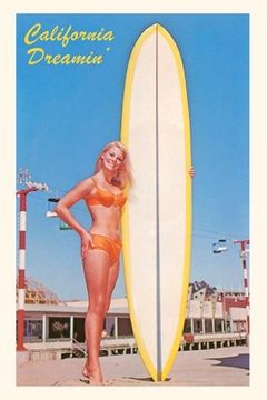 portada The Vintage Journal Blonde Woman with Tall Surfboard, California