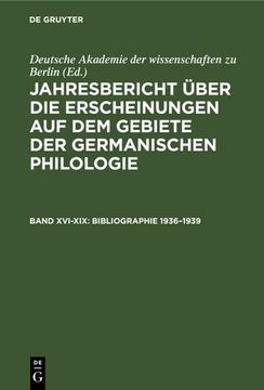 portada Bibliographie 1936¿ 1939 (en Alemán)