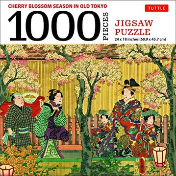 portada Cherry Blossom Season in old Tokyo- 1000 Piece Jigsaw Puzzle: Woodblock Print by Utagawa Kunisada (Finished Size 24 in x 18 in) (in English)