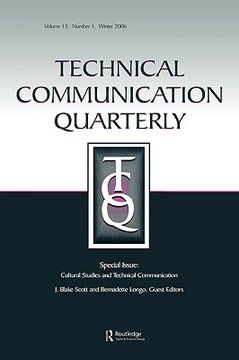 portada technical communication quarterly, volume 15: cultural studies and technical communication, number 1 (en Inglés)
