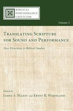 portada translating scripture for sound and performance (en Inglés)