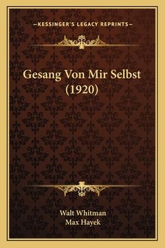 portada Gesang Von Mir Selbst (1920) (en Alemán)