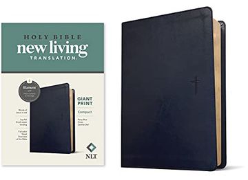 portada Nlt Compact Giant Print Bible, Filament Enabled Edition (Red: Nlt Giant Print Bible, Filament Enabled Edition red Letter, Leatherlike, Navy Blue Cross (en Inglés)