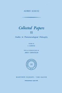 portada Collected Papers III: Studies in Phenomenological Philosophy (en Inglés)