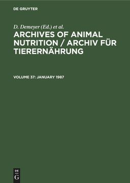 portada Archives of Animal Nutrition / Archiv für Tierernaehrung, January (en Alemán)