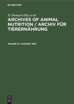 Archives of Animal Nutrition / Archiv für Tierernaehrung, January (en Alemán)