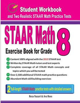 portada STAAR Math Exercise Book for Grade 8: Student Workbook and Two Realistic STAAR Math Tests (en Inglés)