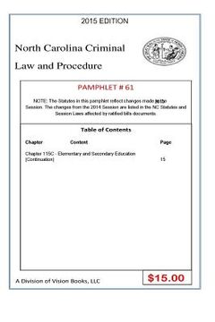 portada North Carolina Criminal Law and Procedure-Pamphlet 61 (en Inglés)