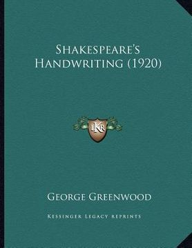 portada shakespeare's handwriting (1920) (in English)