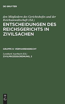 portada Entscheidungen des Reichsgerichts in Zivilsachen, Zivilprozessordnung, 2 (en Alemán)