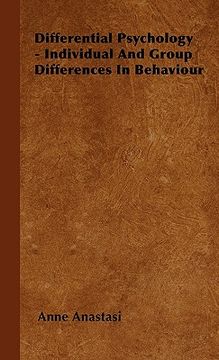 portada differential psychology - individual and group differences in behaviour