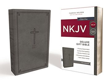 portada Nkjv, Deluxe Gift Bible, Leathersoft, Gray, red Letter Edition, Comfort Print (en Inglés)