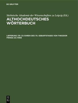 portada Zu Ehren des 70. Geburtstages von Theodor Frings 23. 70 1956 (in German)
