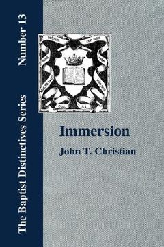 portada immersion, the act of christian baptism (en Inglés)