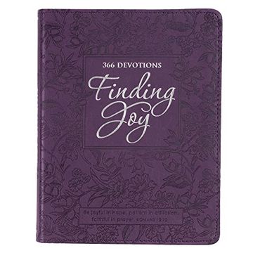 portada Finding joy - 366 Devotions, Purple Floral Faux Leather Devotional for Women (en Inglés)