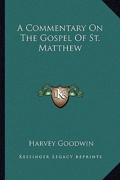 portada a commentary on the gospel of st. matthew (en Inglés)