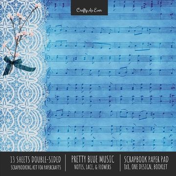 portada Pretty Blue Music Scrapbook Paper Pad 8x8 Decorative Scrapbooking Kit for Cardmaking Gifts, DIY Crafts, Printmaking, Papercrafts, Notes Lace Flowers D