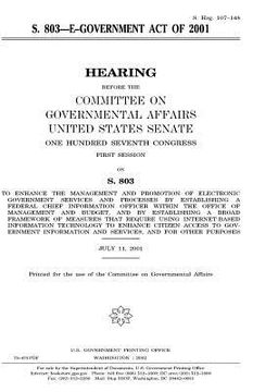 portada S. 803, E-government Act of 2001 (en Inglés)