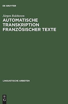portada Automatische Transkription Franz Sischer Texte (Linguistische Arbeiten) 