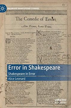 portada Error in Shakespeare: Shakespeare in Error (Palgrave Shakespeare Studies) (en Inglés)