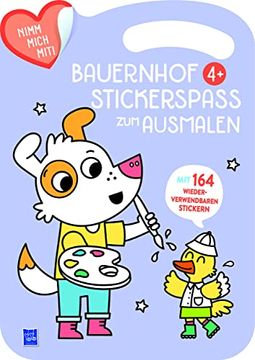 portada Bauernhof Stickerspaß zum Ausmalen 4+ (Cover Violett, Hund): 4+ Lila Einband (in German)